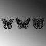 Wallity Butterflies 3 - Escultura de pared de metal negra